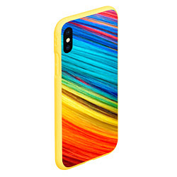 Чехол iPhone XS Max матовый Цветной мех диагональ, цвет: 3D-желтый — фото 2