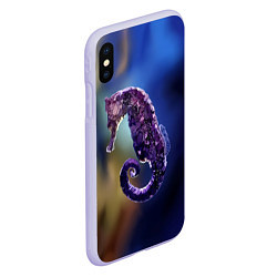Чехол iPhone XS Max матовый Морской конёк, цвет: 3D-светло-сиреневый — фото 2