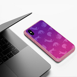 Чехол iPhone XS Max матовый Котятки, цвет: 3D-малиновый — фото 2