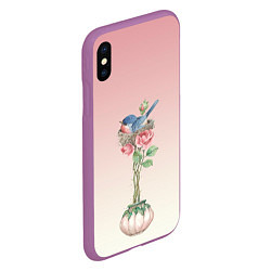 Чехол iPhone XS Max матовый Птичка в гнезде роза, цвет: 3D-фиолетовый — фото 2