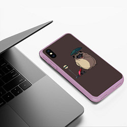 Чехол iPhone XS Max матовый Мопсы на остановке в стиле Тоторо, цвет: 3D-сиреневый — фото 2