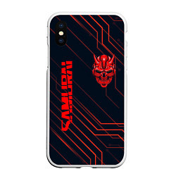 Чехол iPhone XS Max матовый CYBERPUNK 2077 samurai, цвет: 3D-белый