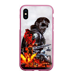 Чехол iPhone XS Max матовый Metal Gear, цвет: 3D-малиновый
