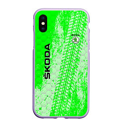 Чехол iPhone XS Max матовый SKODA, цвет: 3D-светло-сиреневый