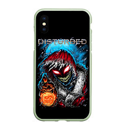 Чехол iPhone XS Max матовый Disturbed, цвет: 3D-салатовый
