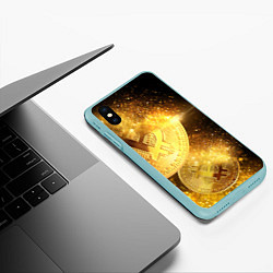 Чехол iPhone XS Max матовый БИТКОИН ЗОЛОТО BITCOIN GOLD, цвет: 3D-мятный — фото 2