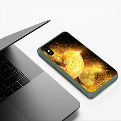 Чехол iPhone XS Max матовый БИТКОИН ЗОЛОТО BITCOIN GOLD, цвет: 3D-темно-зеленый — фото 2