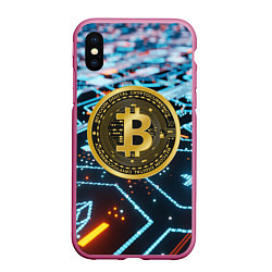 Чехол iPhone XS Max матовый БИТКОИН BITCOIN, цвет: 3D-малиновый