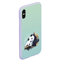 Чехол iPhone XS Max матовый Акварельные панды, цвет: 3D-светло-сиреневый — фото 2
