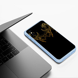 Чехол iPhone XS Max матовый Цветы, цвет: 3D-голубой — фото 2