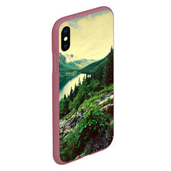 Чехол iPhone XS Max матовый Красивый лес, цвет: 3D-малиновый — фото 2