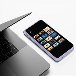 Чехол iPhone XS Max матовый Музыкальные касеты, цвет: 3D-светло-сиреневый — фото 2
