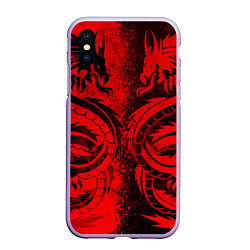 Чехол iPhone XS Max матовый BLACK RED DRAGONS TATOO, цвет: 3D-светло-сиреневый