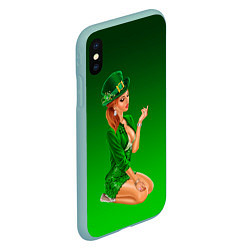 Чехол iPhone XS Max матовый Девушка лепрекон в зеленом, цвет: 3D-мятный — фото 2