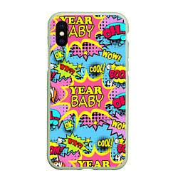 Чехол iPhone XS Max матовый Year baby Pop art print, цвет: 3D-салатовый