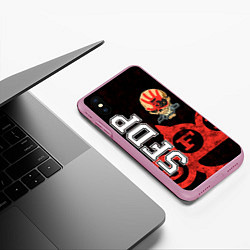 Чехол iPhone XS Max матовый Five Finger Death Punch 1, цвет: 3D-розовый — фото 2
