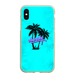 Чехол iPhone XS Max матовый GTA Vice City гавайка, цвет: 3D-салатовый