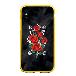 Чехол iPhone XS Max матовый РОЗЫ ROSES SMOKE, цвет: 3D-желтый