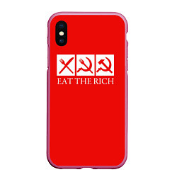 Чехол iPhone XS Max матовый Eat The Rich, цвет: 3D-малиновый