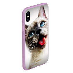 Чехол iPhone XS Max матовый Котик, цвет: 3D-сиреневый — фото 2