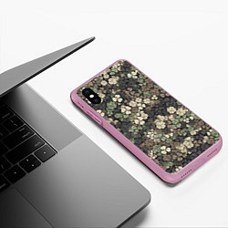 Чехол iPhone XS Max матовый Камуфляж с клевером, цвет: 3D-розовый — фото 2