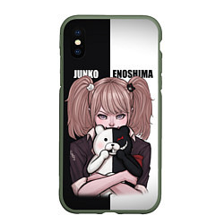 Чехол iPhone XS Max матовый MONOKUMA JUNKO, цвет: 3D-темно-зеленый