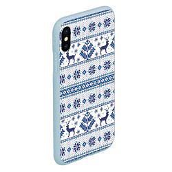 Чехол iPhone XS Max матовый Русские народные узоры, цвет: 3D-голубой — фото 2