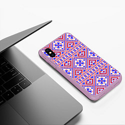 Чехол iPhone XS Max матовый Русские народные узоры, цвет: 3D-сиреневый — фото 2