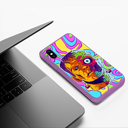 Чехол iPhone XS Max матовый Психоделический Франкенштейн, цвет: 3D-фиолетовый — фото 2