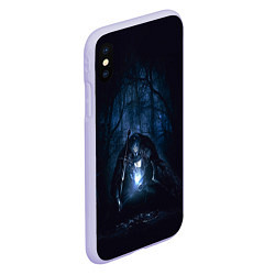 Чехол iPhone XS Max матовый Странник в лесу, цвет: 3D-светло-сиреневый — фото 2