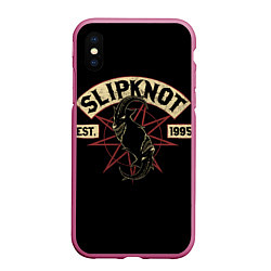 Чехол iPhone XS Max матовый Slipknot 1995, цвет: 3D-малиновый