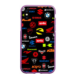 Чехол iPhone XS Max матовый Motorcycle pattern Мото паттерн Z, цвет: 3D-фиолетовый