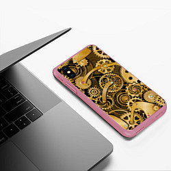 Чехол iPhone XS Max матовый Стимпанк механизмы шестеренки, цвет: 3D-малиновый — фото 2