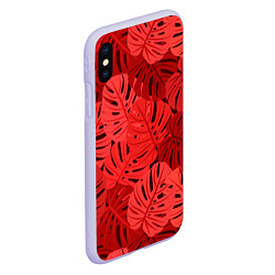 Чехол iPhone XS Max матовый Тропические листья Монстера, цвет: 3D-светло-сиреневый — фото 2