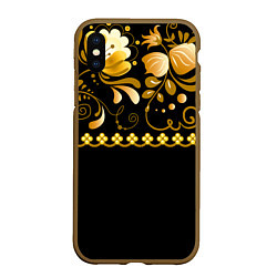 Чехол iPhone XS Max матовый Цветы, цвет: 3D-коричневый