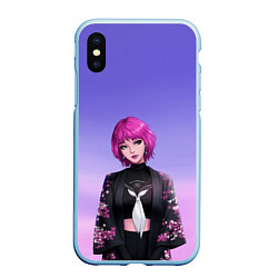 Чехол iPhone XS Max матовый ANIME GIRL, цвет: 3D-голубой