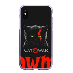 Чехол iPhone XS Max матовый Cat of war, цвет: 3D-светло-сиреневый