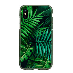 Чехол iPhone XS Max матовый Сочные тропики, цвет: 3D-темно-зеленый