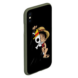 Чехол iPhone XS Max матовый ONE PIECE ЛУФФИ ЧЕРЕП СИМВОЛ, цвет: 3D-темно-зеленый — фото 2