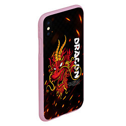 Чехол iPhone XS Max матовый Dragon Огненный дракон, цвет: 3D-розовый — фото 2