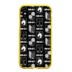 Чехол iPhone XS Max матовый АТАКА ТИТАНОВ ОРГАНИЗАЦИИ УЗОР, цвет: 3D-желтый
