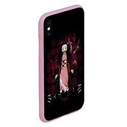 Чехол iPhone XS Max матовый Nezuko Kamado Kimetsu no Yaiba, цвет: 3D-розовый — фото 2