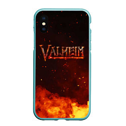 Чехол iPhone XS Max матовый Valheim огненный лого, цвет: 3D-мятный