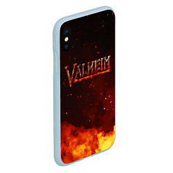 Чехол iPhone XS Max матовый Valheim огненный лого, цвет: 3D-голубой — фото 2