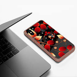 Чехол iPhone XS Max матовый Ягодная роспись, цвет: 3D-коричневый — фото 2