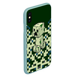 Чехол iPhone XS Max матовый Minecraft Крипер, цвет: 3D-мятный — фото 2