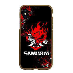 Чехол iPhone XS Max матовый SAMURAI CYBERPUNK 2077, цвет: 3D-коричневый