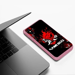 Чехол iPhone XS Max матовый SAMURAI CYBERPUNK 2077, цвет: 3D-малиновый — фото 2