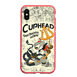 Чехол iPhone XS Max матовый Cuphead and Devil, цвет: 3D-красный