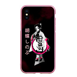 Чехол iPhone XS Max матовый Шинобу Кочо Kimetsu no Yaiba, цвет: 3D-розовый